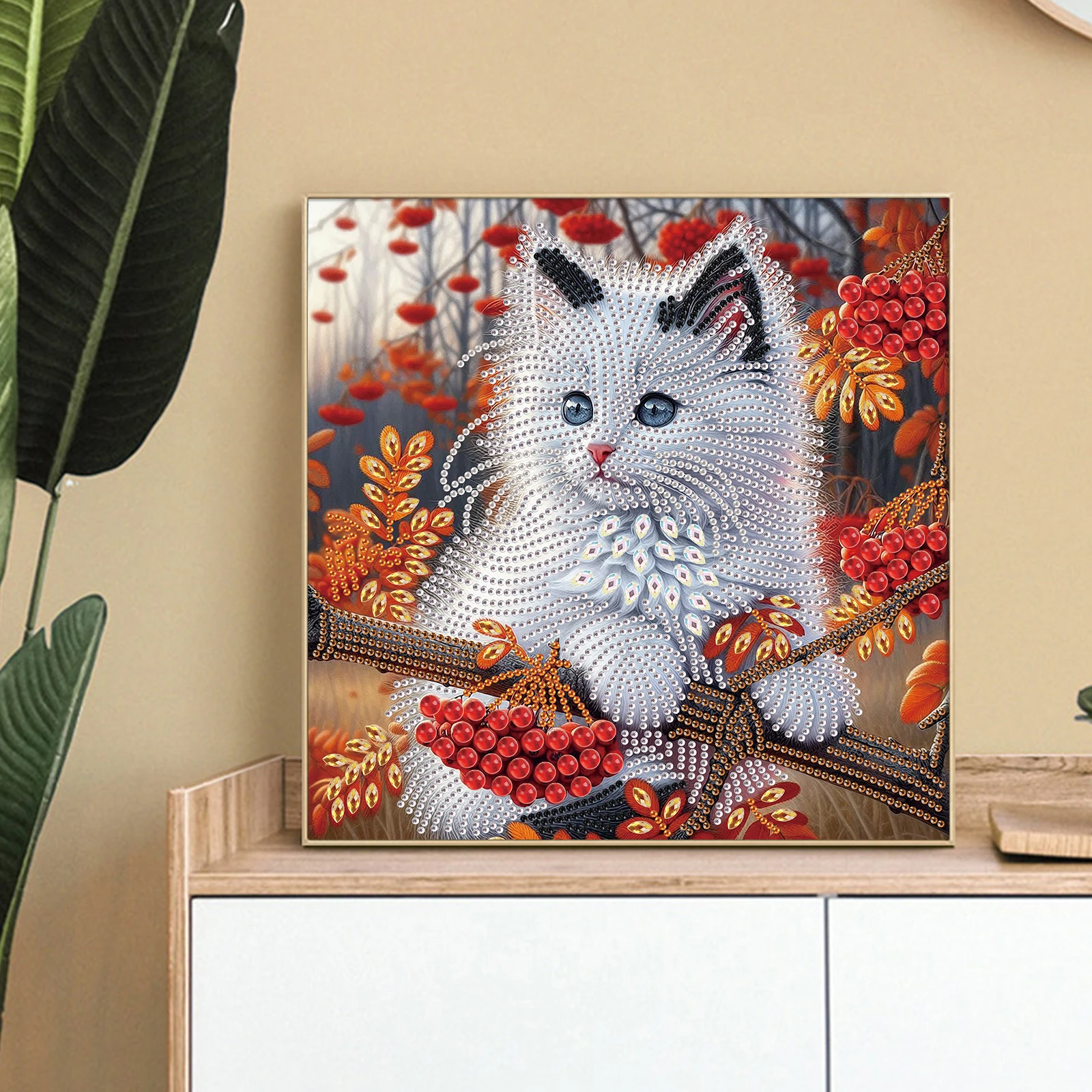 Cat Special Shape Diamond Art Painting Kit for Adult Beginner,Crystal Diamond Special Shape Kit for Home Wall Decoration Gift view 5