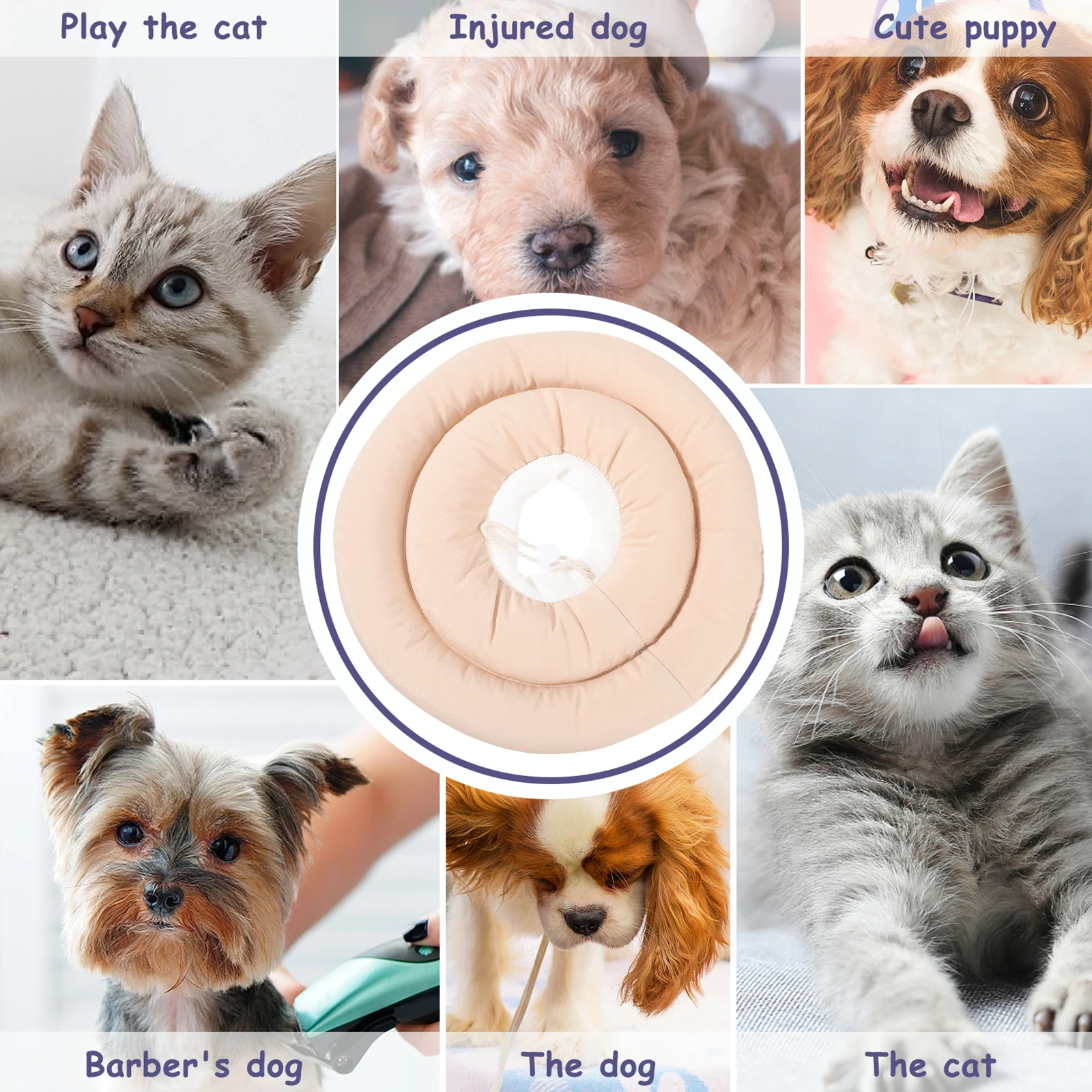 

Waterproof Fabric Collar For Cat M Size Elastic Recovery Pet Protective Anti Lick Cone Sturdy Fast Drying Pet Supplies