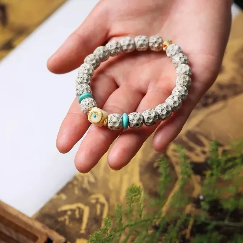 Ecological Smooth White Carved Concave Bracelet And Moon 9*10 Formless Style Flying Saucer
