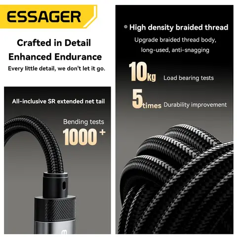 Essager Lightning till 3,5 mm-jack ljudadapter hörlurar Aux-kabel USB Typ C till 3,5 mm-adapter OTG Typ C för iPhone Xiaomi OnePlus 10 best sales USB till ljuduttag - №3