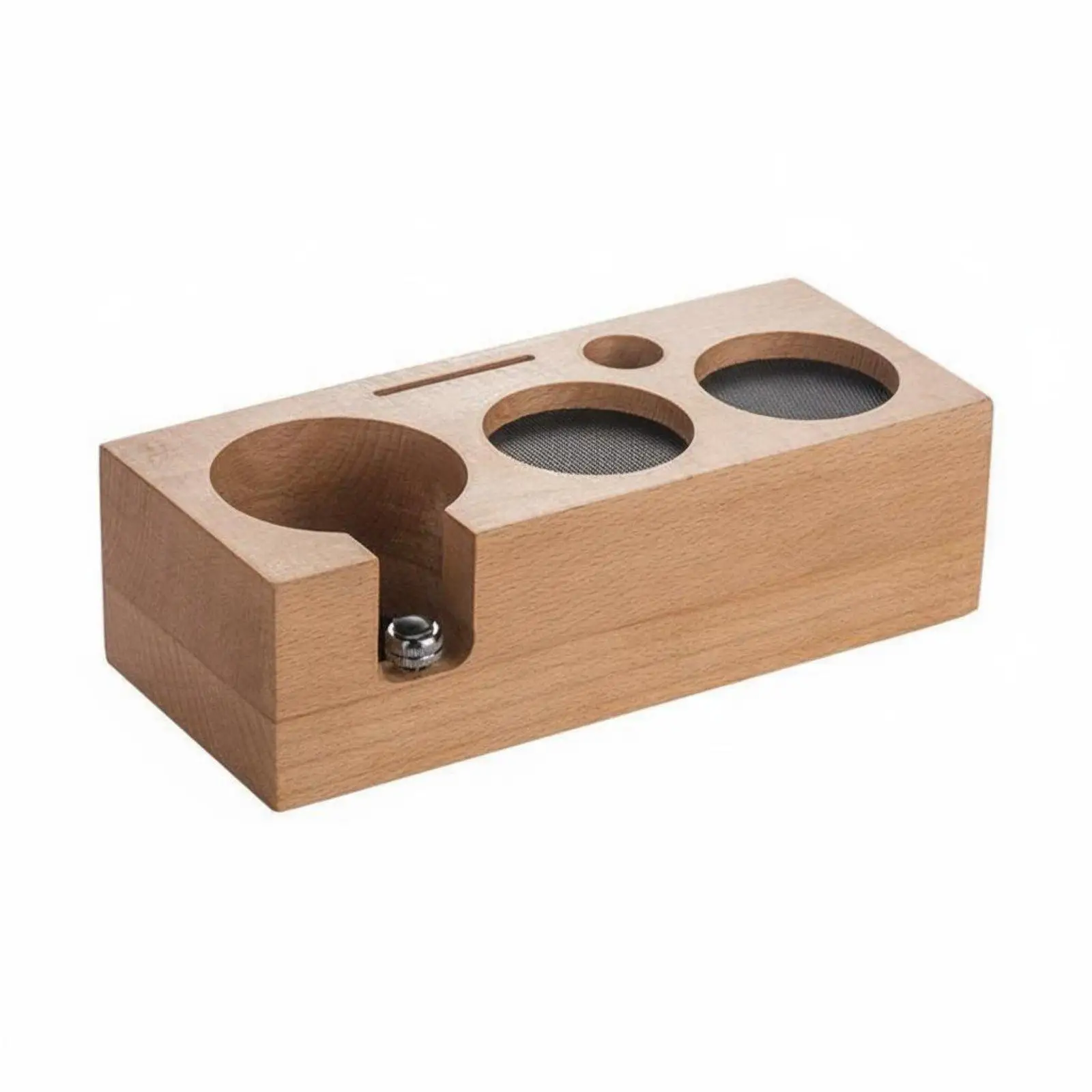 Coffee Tamper and Distributor Stand Effortlessly to Clean Walnut Tamper Stand