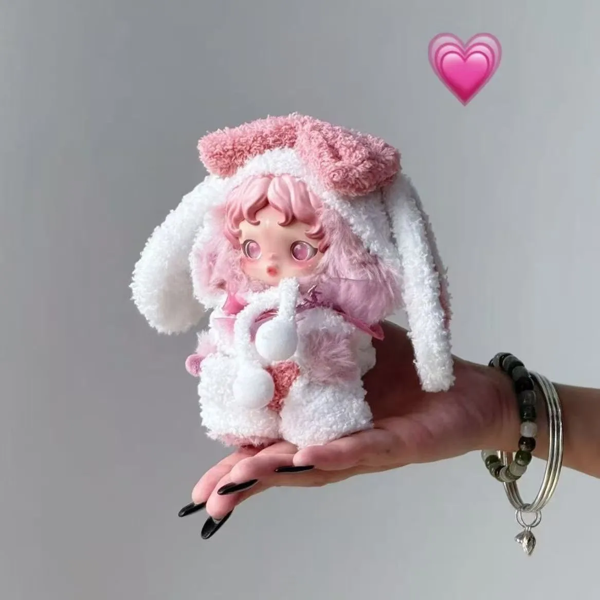For Skullpanda Doll Pink White Big Rabbit Ear Clothes for Skull Panda Labubu 3.0 Doll Outfit Clothing Accessories