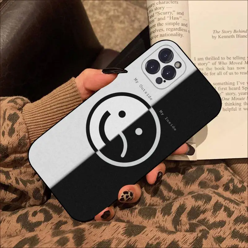 Sad depression Black Word Phone Case For iPhone 8 7 6 6S Plus X SE 2020 XR XS 14 11 12 13 Mini Pro Max Mobile Case