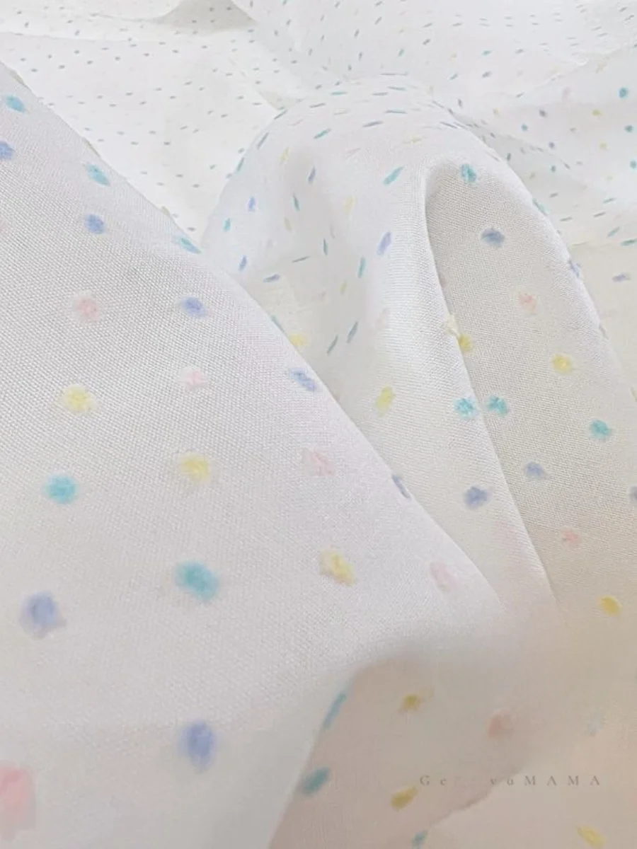 

Handmade Cotton Gingham Checkered Print round Dot Dress Fabric Origin 100% Cotton for DIY Sewing Home Decor Professiona...