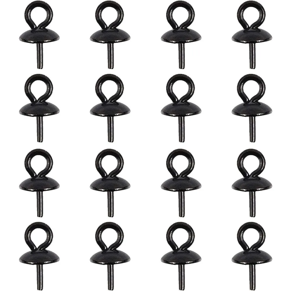 50pcs Gunmetal Stainless Steel Screw Eye Pin Peg Bails Small Screw Eye Pins Clasps Hooks 0.8mm Pin Eye Screws Connectors