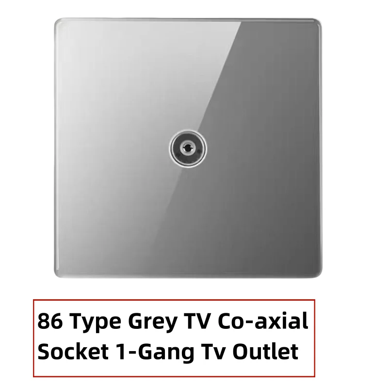 

1 Gang TV Socket Mount Coaxial TV Co-axial Socket 1-GangOutlet Wall Plate 86 Type Grey Tv Outlet