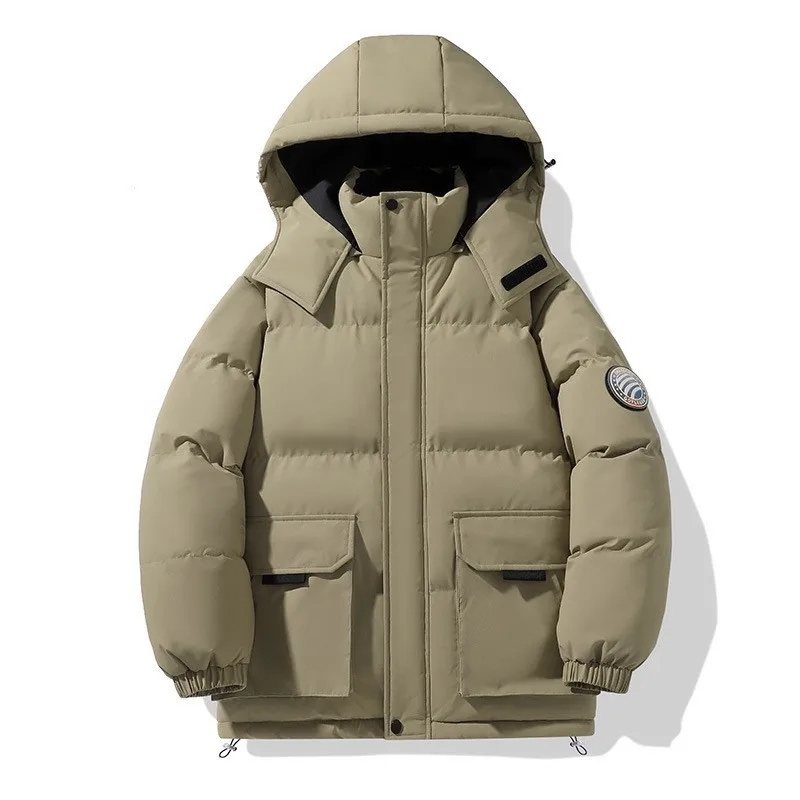 Men's Winter Thickened Fleece Cotton-Padded Jacket Outdoor Sports Hooded Mountaineering Workwear Warm Couple's Coat