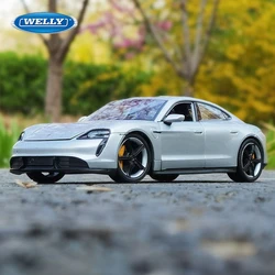 Welly 1:24 Porsche Taycan Turbo S Coupe Alloy Sports Car Model Diecast Metal Toy Vehicle Car Model alta simulazione regalo per bambini