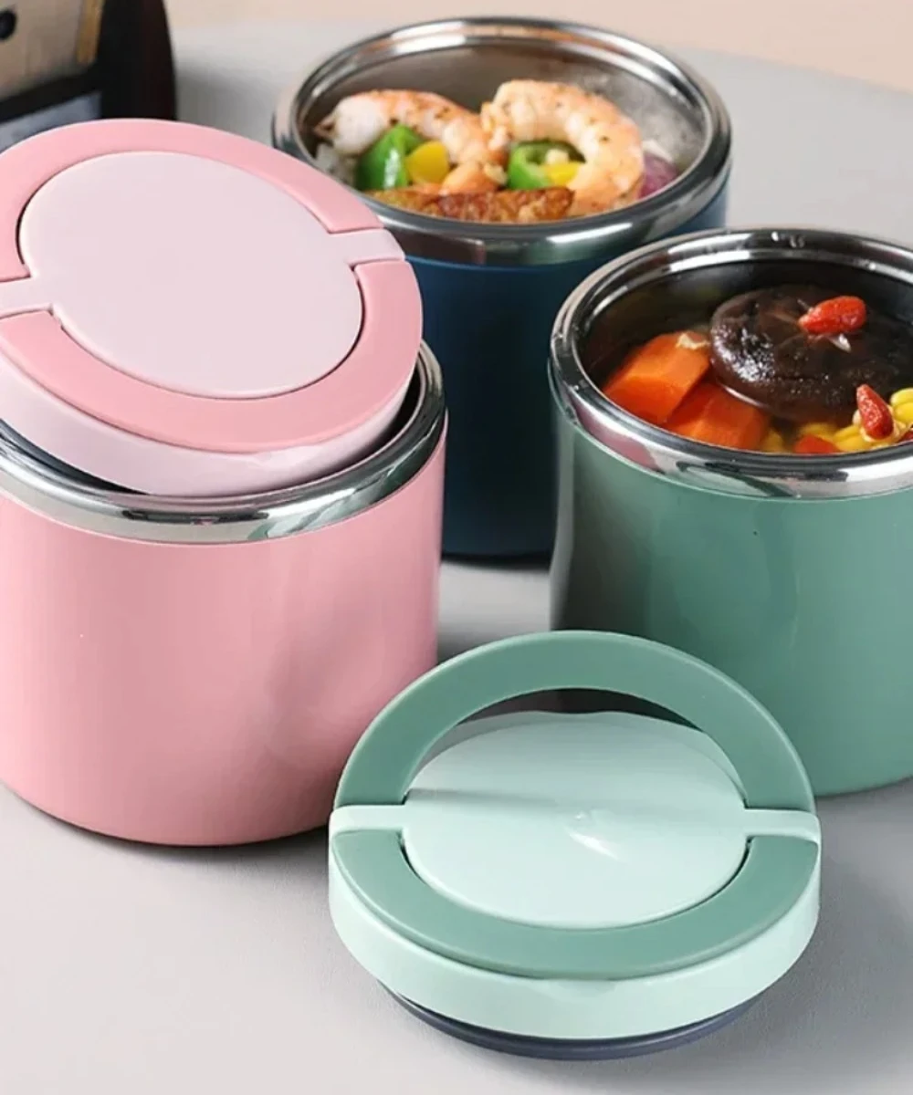Edelstahl-Lebensmittel-Thermoskanne, 630/1000 ml, doppelwandiges, vakuumisoliertes Glas, Suppenbrei, isolierte Thermoskanne für Kinder für heiße und – Detail 6