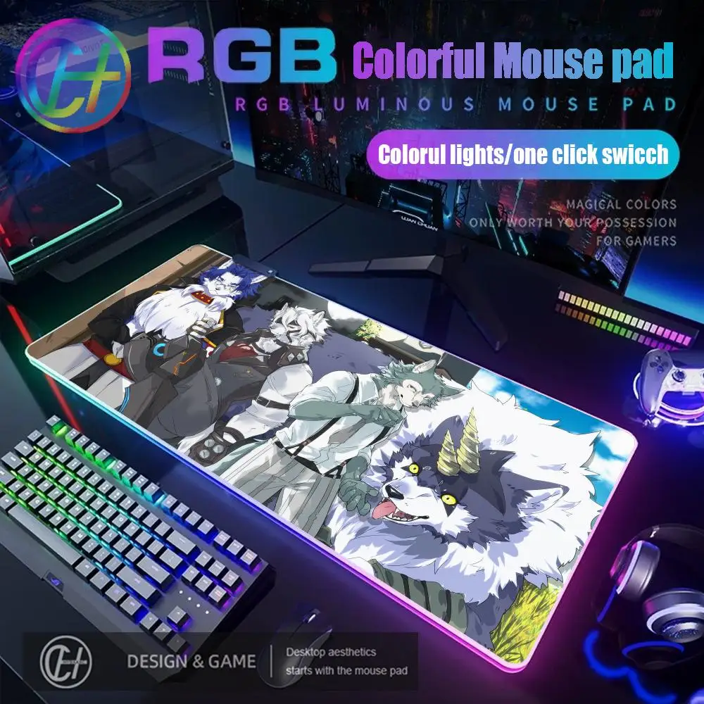 

Zenless Zone Zero Von Lycaon Коврик для мыши RGB Игровой коврик для мыши Настольный коврик HD Gamer Большой светодиодный светильник XXL Коврики для мыши ПК Компьютерный ковер