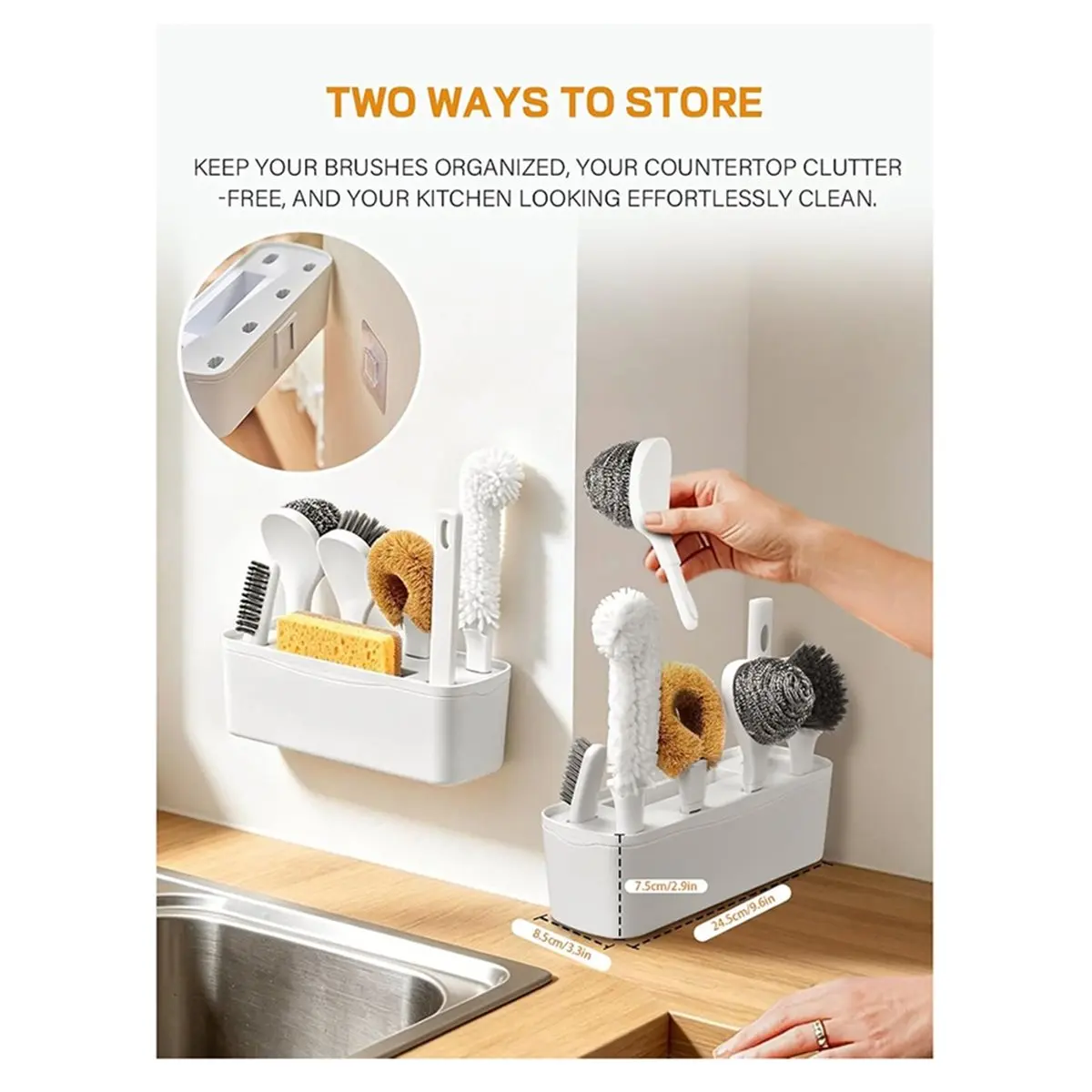 7 Pack Kitchen Cleaning Dish Brush Set with Storage Box for Pan Bottle