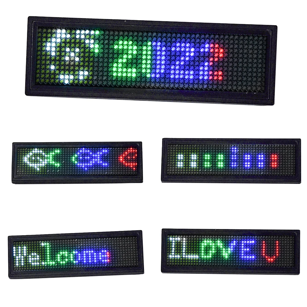 Bluetooth LED Digital Badge Panel USB Charging DIY Programmable Name Badge Multilingual Scrolling Message LED Light Board