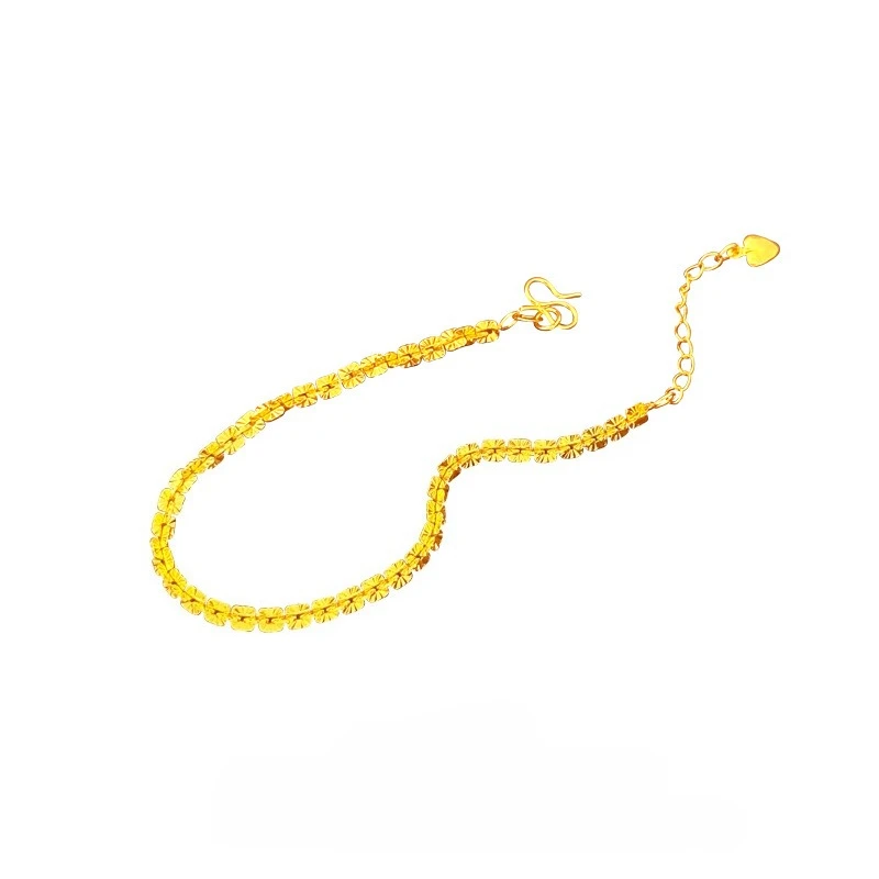 تألق K18 الذهب اللون الصليب سيارة زهرة قلادة سوار للنساء عاشق عيد الحب عيد ميلاد الإسورة مجوهرات هدايا