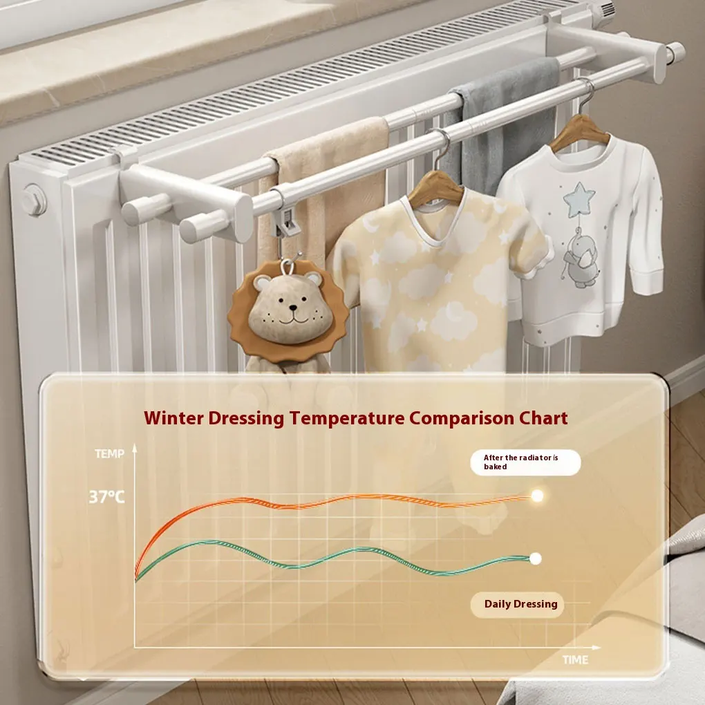 Towel Rail Hanging 50cm Cloth Hanger Storage Holder For 0.3-2m Heating Radiator Hanging Rack Drying Rack Clothes Drying Rack