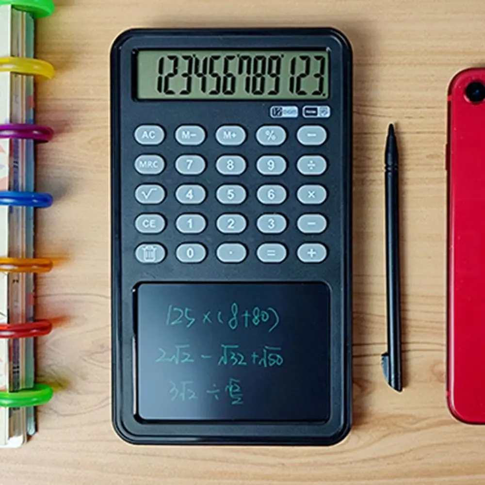 

С ЖК-блокнотом, калькулятор стандартных функций, блокнот для письма со стилусом, калькулятор для учета, 12-значный математический калькулятор