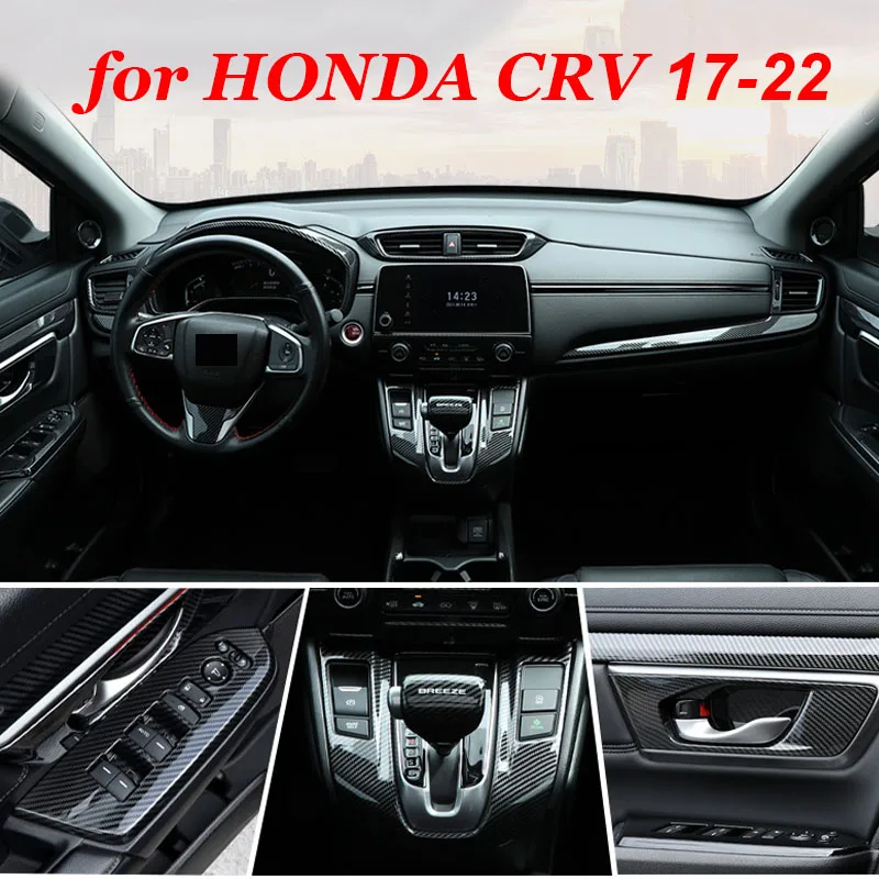 

Fit for Honda CRV 2017 2018 2019 2020 2021 2022 Accessories Carbon Fiber Look Car Interior Cover Trim Panel Decoration Sticker