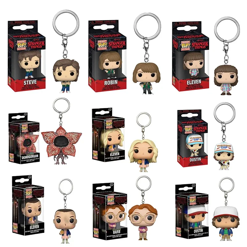 2 قطعة المفاتيح غريب Funko البوب أحد عشر ديموجورجون داستن بارب ستيف روبن شيء المفاتيح لعبة الفينيل نموذج لجسم لعبة طفل