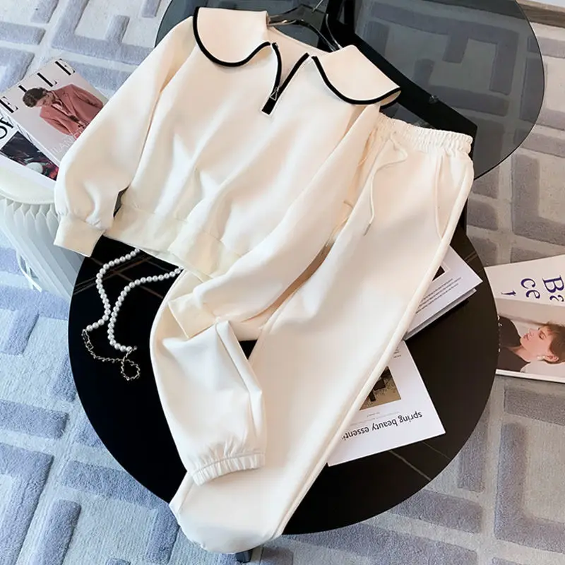 

Комплект повседневной спортивной одежды больших размеров (300 фунтов) для женщин: весенне-осенний свободный модный уличный комплект из двух предметов с худи