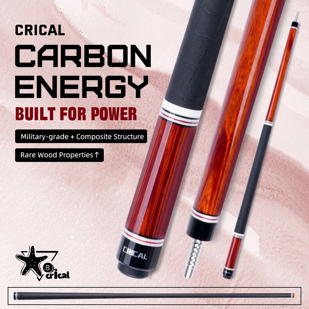 

CRICAL Carbon Fiber Pool Cue Stick with Low Deflection Billiard Cue 12.5mm Tip Carbon Fiber shaft and Ebony Butt