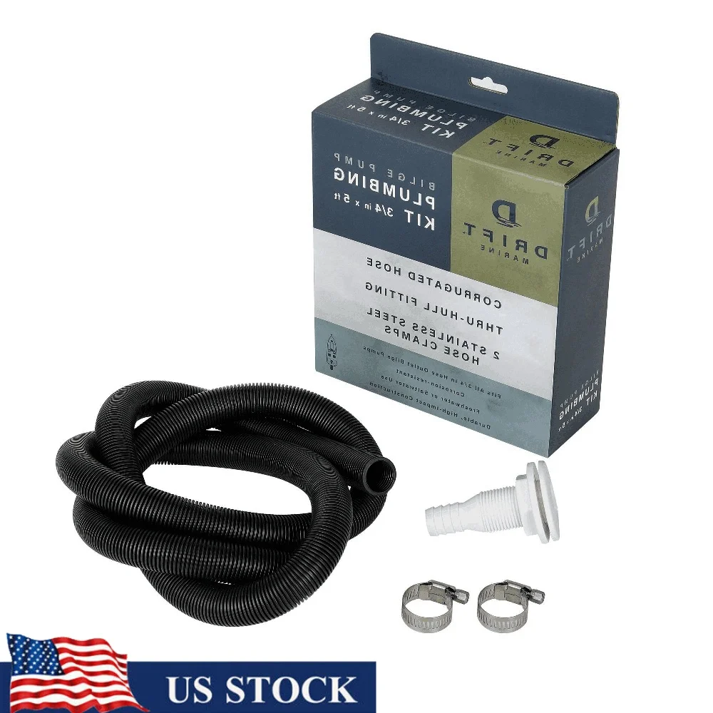 

Комплект сантехники морского трюмного насоса размером 3/4 x 5 футов с хомутами для шлангов со сквозной фитингом для трюмного шланга