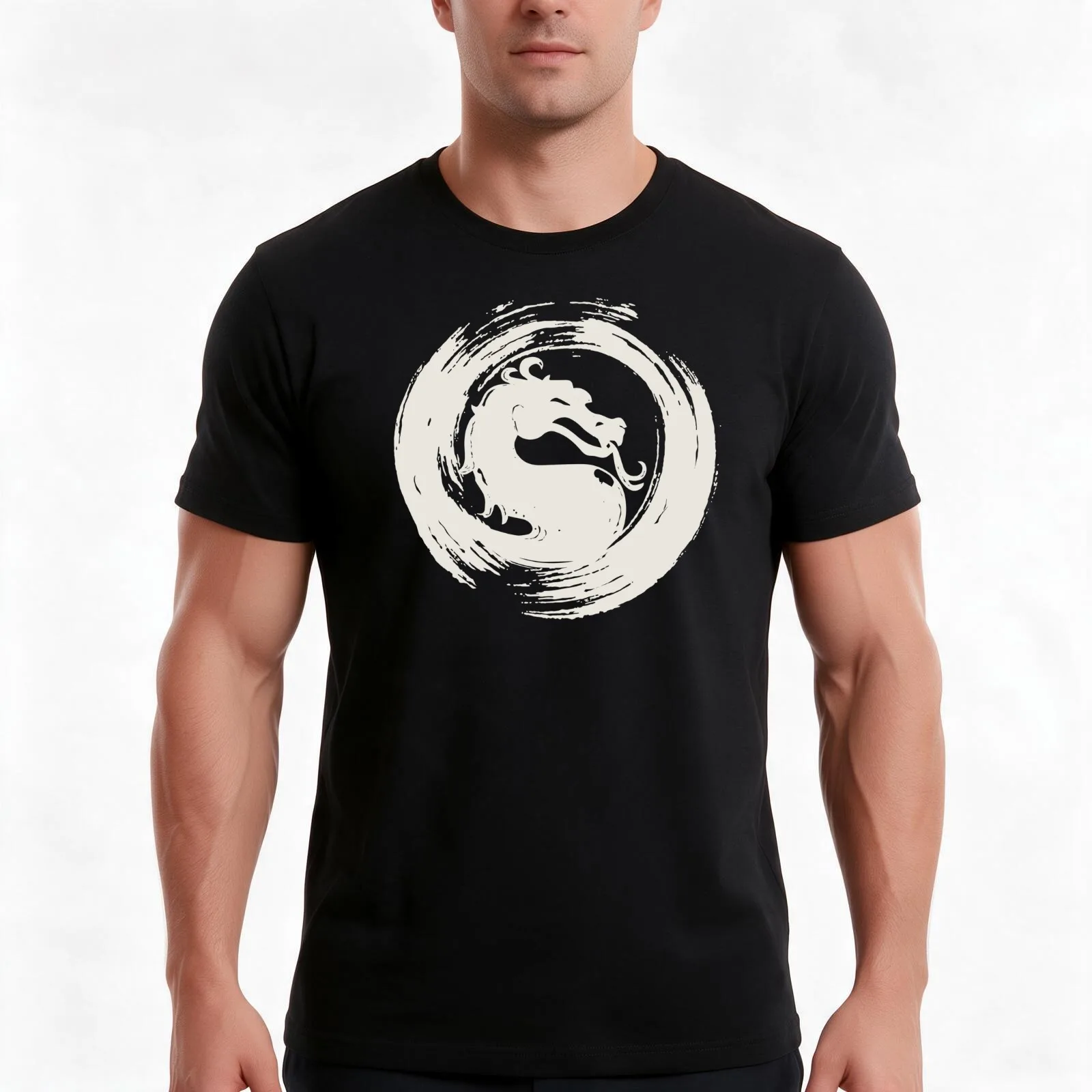 Mortal Brush T-Shirt, Summer Casual Cotton Tee, Oversized Streetwear Tops, Vintage Graphic Print, Loose Fit Short Sleeve