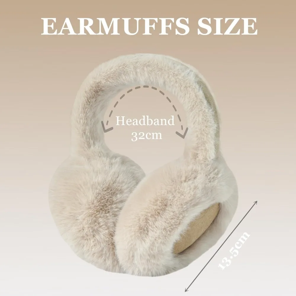 Winter Ear Muffs For Women Fuzzy Earmuffs Adjustable Ear Warmer Foldable