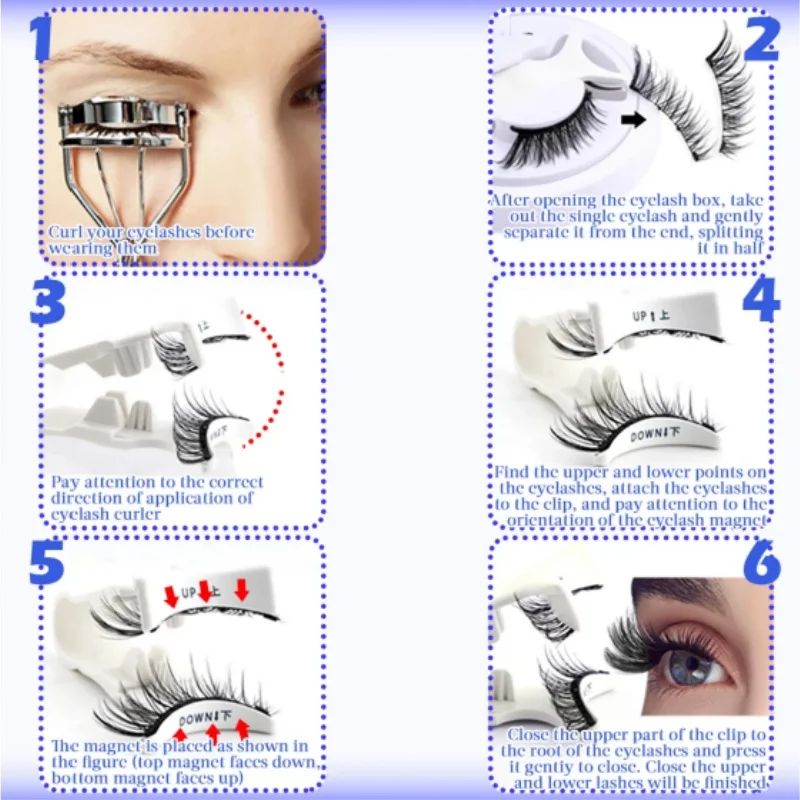 5 أنماط قابلة لإعادة الاستخدام مجموعة ملاقط الرموش المغناطيسية سهلة الاستخدام رمش تمديد بكرة الشعر الطبيعية 3 خطوات اضغط على الرموش الصناعية