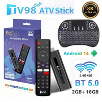 TV98 ATV Smart TV Stick 8K Android 14 H313 2.4G/5G Wifi Support OTA Media Player TV Receiver BT5.0 2GB 16GB Voice Remote TV Box