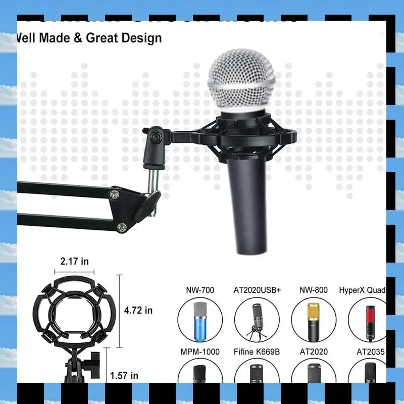

Gaming Mic Stand Microphone Stand Boom Suspension Bracket With Windshield Filter