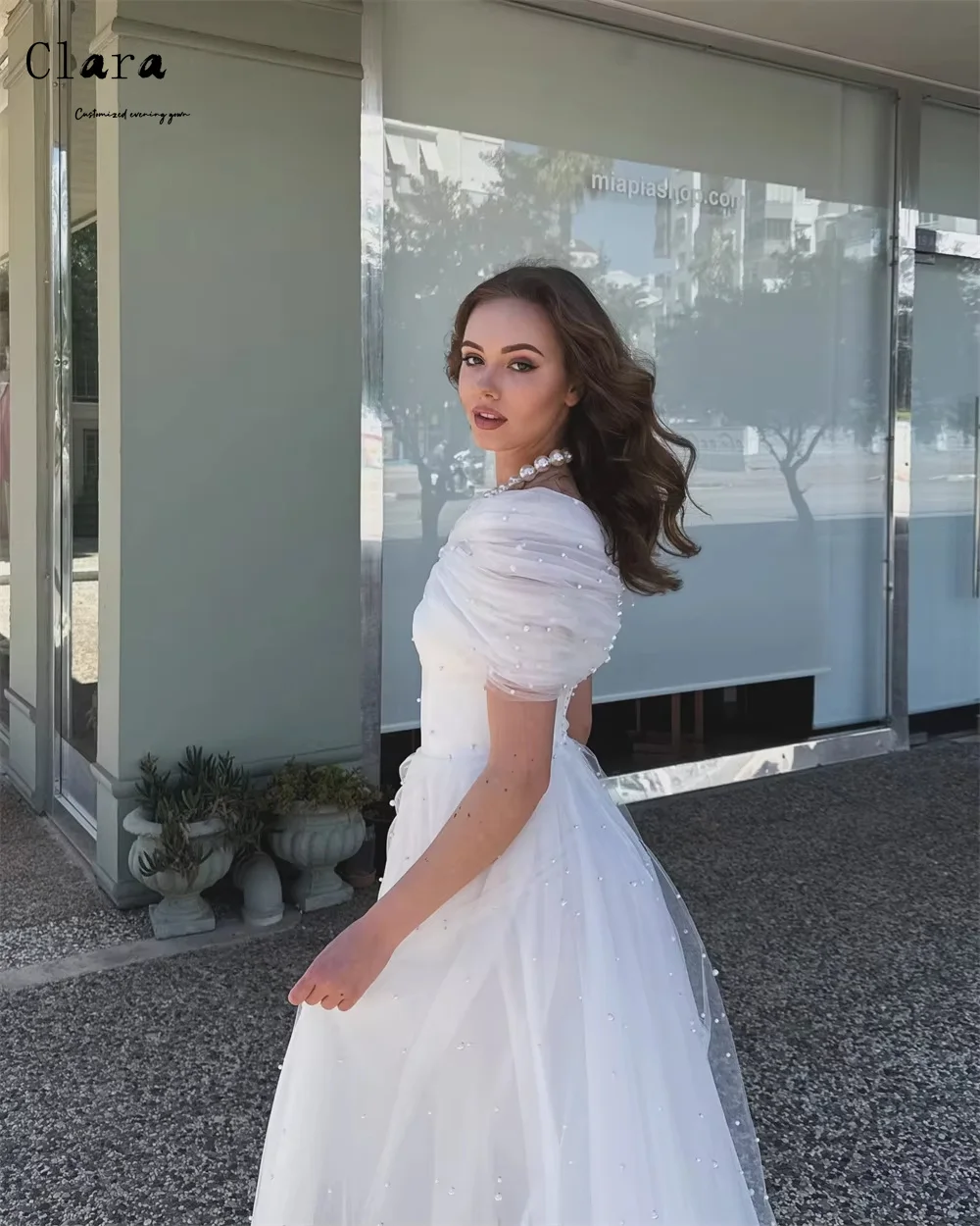 Clara personalizado encaje blanco sin mangas A-line vestidos de Gala elegantes vestidos de fiesta de noche de lujo 2025 vestido de fiesta de mujer lujoso