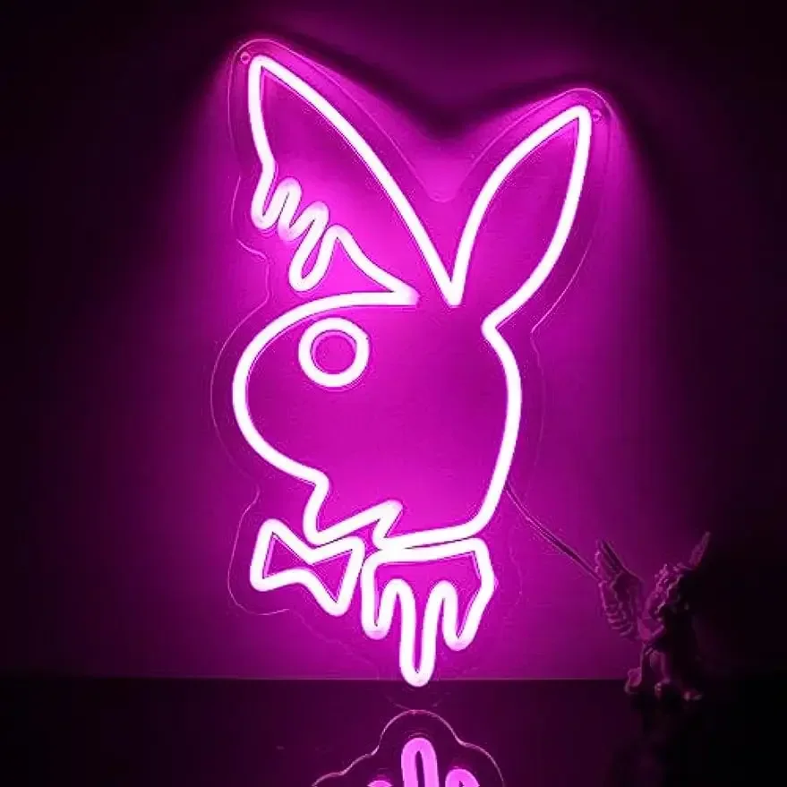 กระต่ายกระต่ายกระต่ายกระต่ายป้ายนีออนสําหรับตกแต่ง LED Neon Light Sign สัตว์น่ารัก LED ป้ายสําหรับห้องนอน Kids Room Party Decor สาวของขวัญ