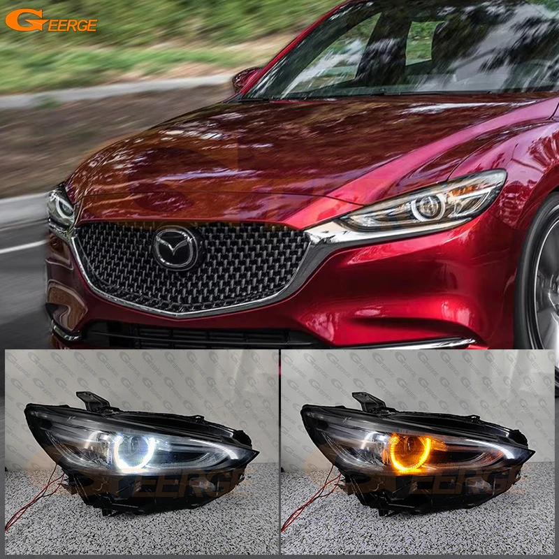 

For Mazda 6 Mazda6 GJ GL 2018 2019 2020 2021 Ultra Bright Switchback Day Light Turn Signal SMD LED Angel Eyes Kit Halo Rings