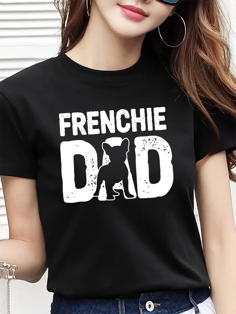 Frenchie Dad Men\'s T-shirt For Dog Lovers French Bulldog Nice Gift Mom T-Shirt T-Shirt Father\'s Day T-shirts Women Graphic Tees