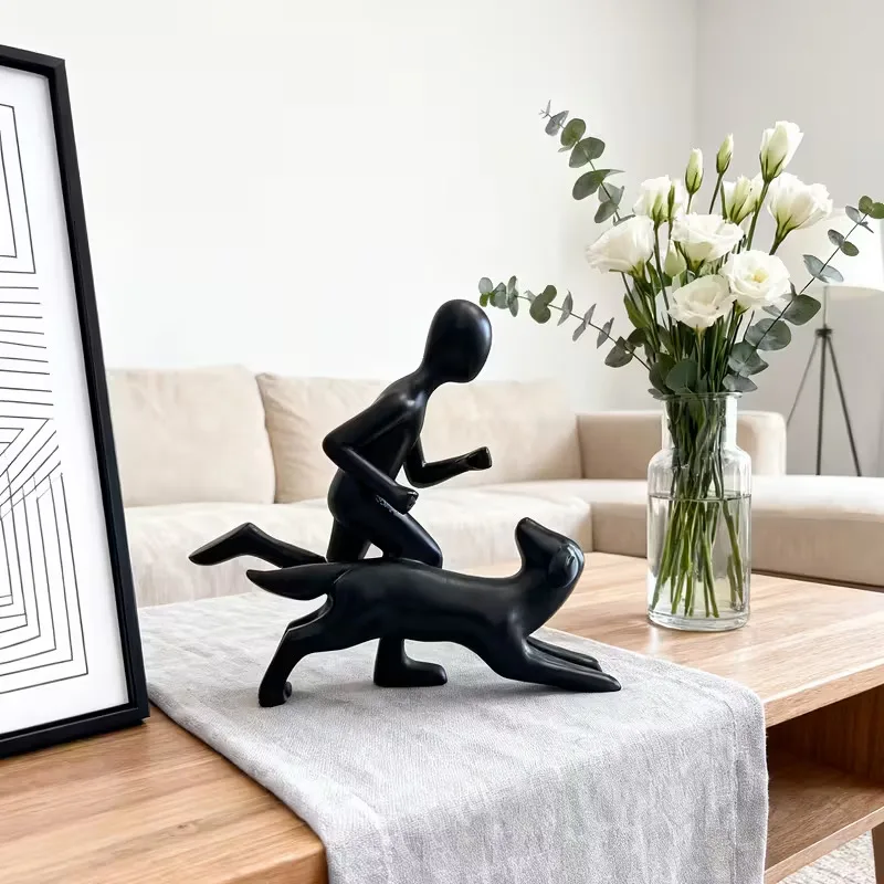 

Handcrafted Resin Dog Owner Statue Heartwarming Pet Lover Gift for Home Office Decor Perfect for Christmas Halloween