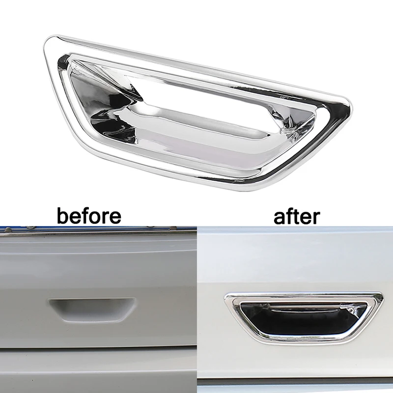 1 Pcs Car Rear Trunk Tail Door Bowl Cover Trim Chrome/Carbon Fiber Pattern Sticker For Nissan X-Trail Xtrail Rogue T32 2014-2019