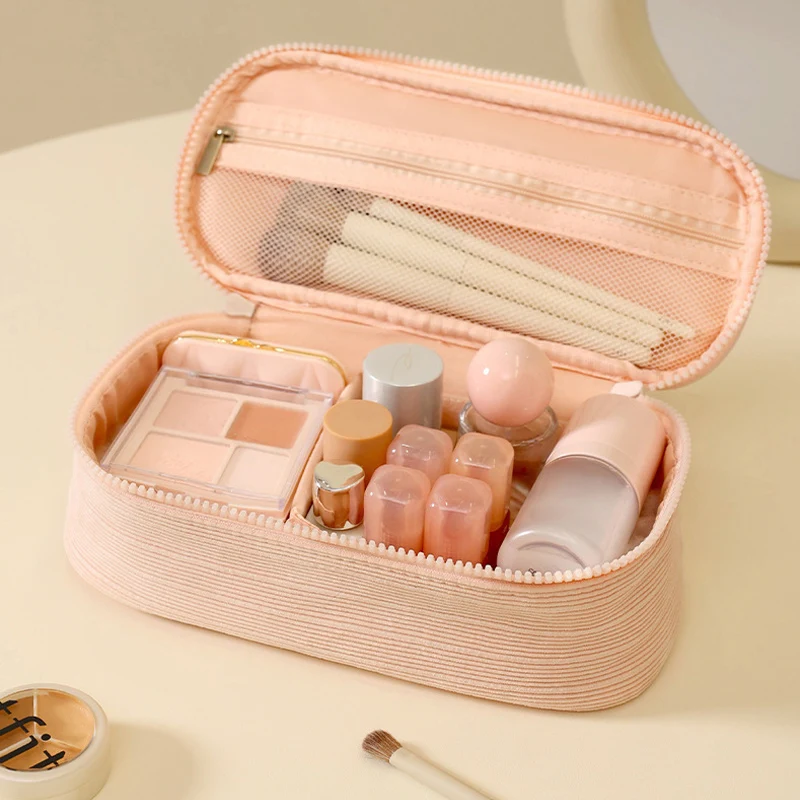 Premium Square Multifunctional Makeup Bag - Small Size Cosmetic Organizer with Handle, Large Capacity for Toiletries
