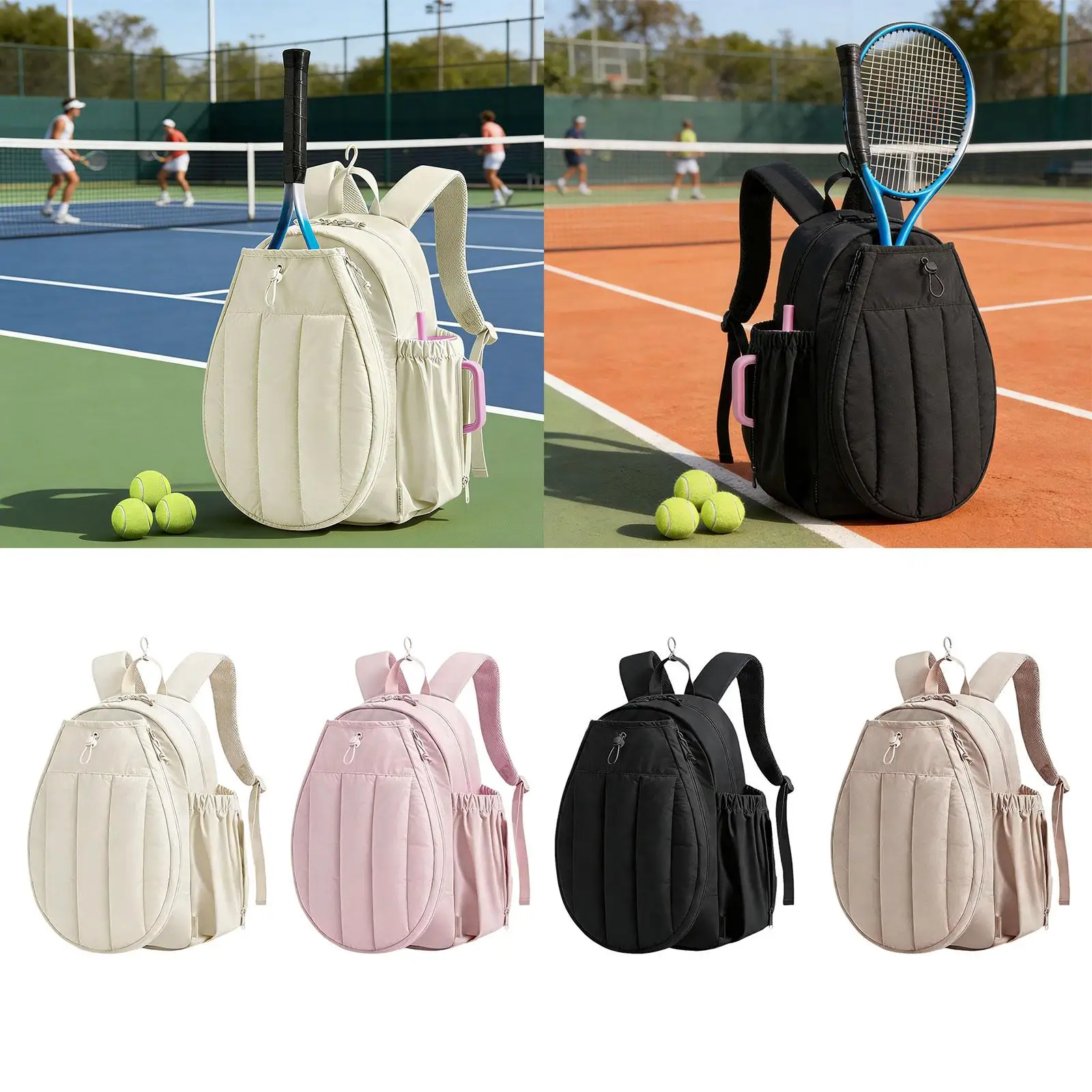 Tennis Racquet Bag Waterproof Organizer Pickleball Badminton Paddle Carrier for Outdoor Tour