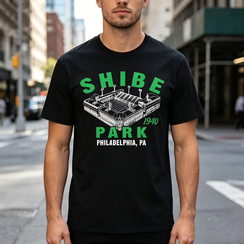 Classic Shibe Park T Shirt Retro Philadelphia Stadium Art Print Unisex Cotton Crew Neck Short Sleeve Casual Top