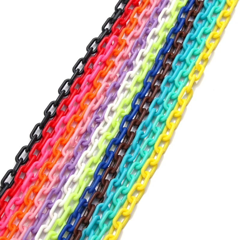 5m Colorful Acrylic Wide Link Chain Plastic Lobster Clasp Keychains For Diy Jewelry Making Keychain Kids Necklace Bracelet