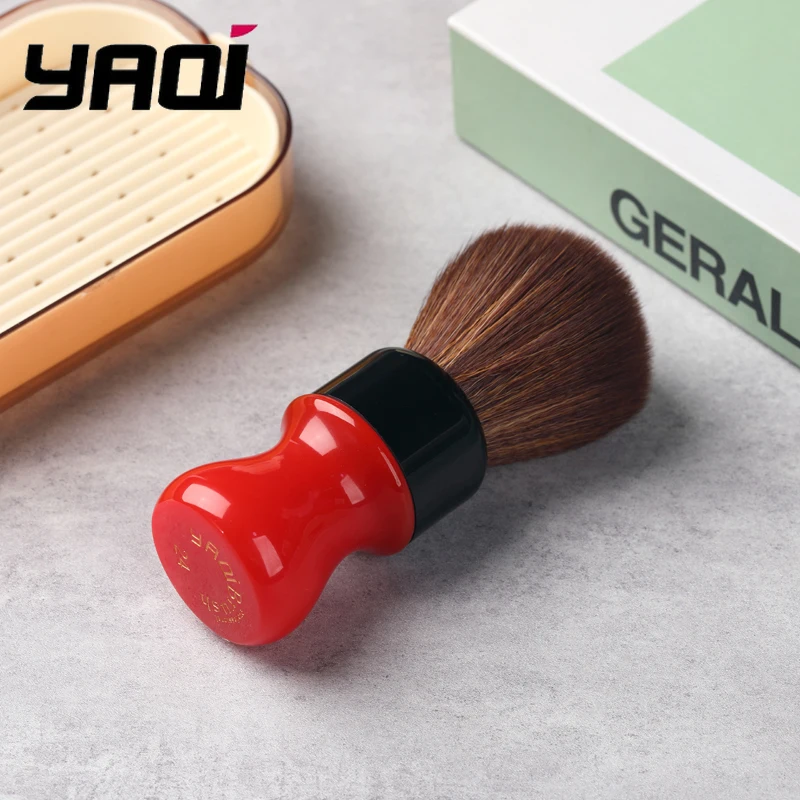 Yaqi 24 mm Ferrari Rough Complex Versión negra Brochas de afeitar para hombre de pelo sintético marrón de la mejor calidad