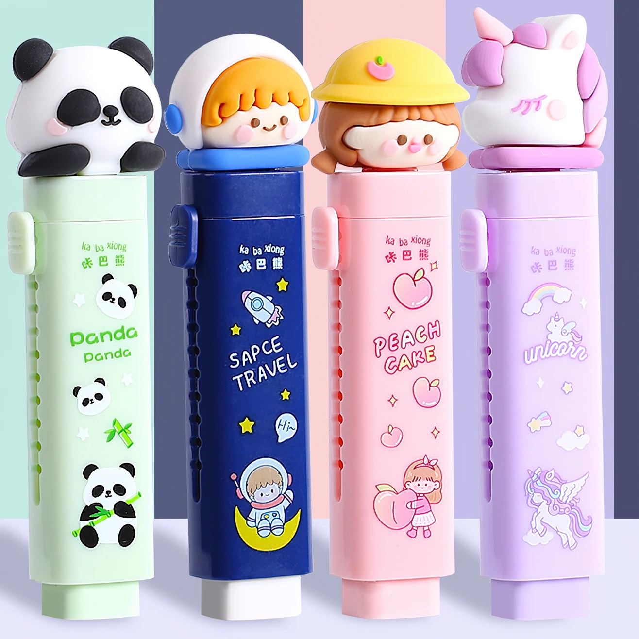Cartoon Eraser Refill Set Propelling Type Refillable Less Dust Cleaning Correcting Tools F7625