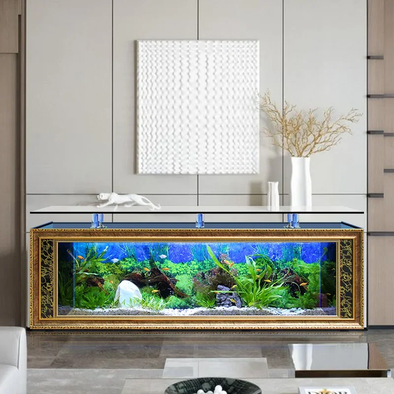 

z Large Custom Glass Clear Luxury Aquarium Tank Fish For Home big Fish tank of TV cabinet Goldfish tank landscaping customizati