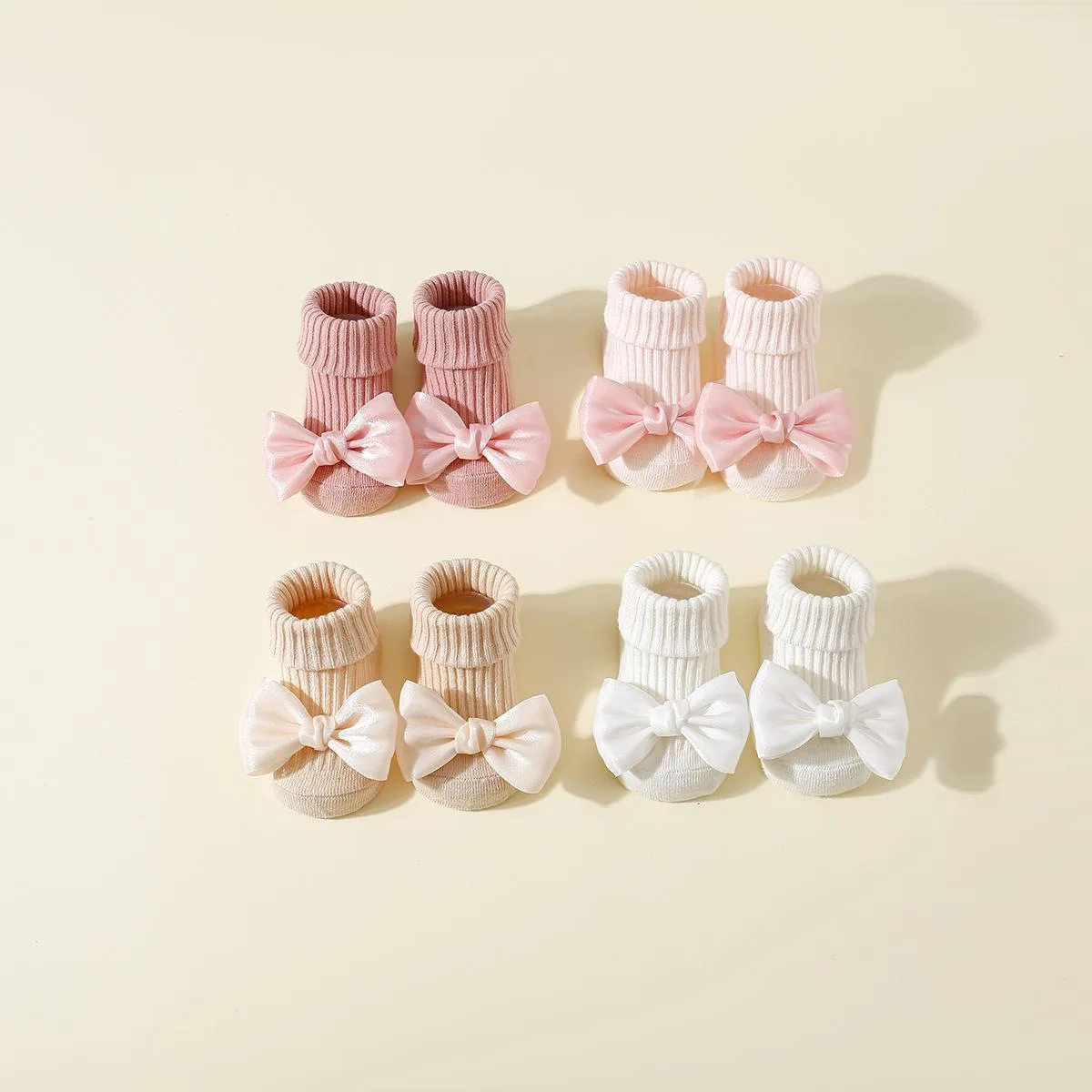 Baby Non-Slip Grip Socks with Cute Bows – Soft Cotton Crawl Socks for Boys & Girls, Adorable Bow Design  Baby Socks Girl
