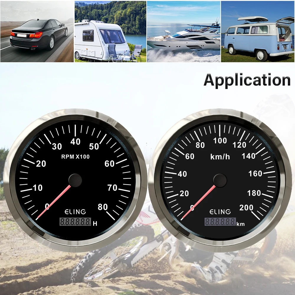 

ELING новейший набор из 2 манометров 110 мм, 0-200 км/ч, GPS-спидометр + тахометр 0-8000 об/мин с красной, желтой подсветкой для автомобиля, лодки, мотоцикла