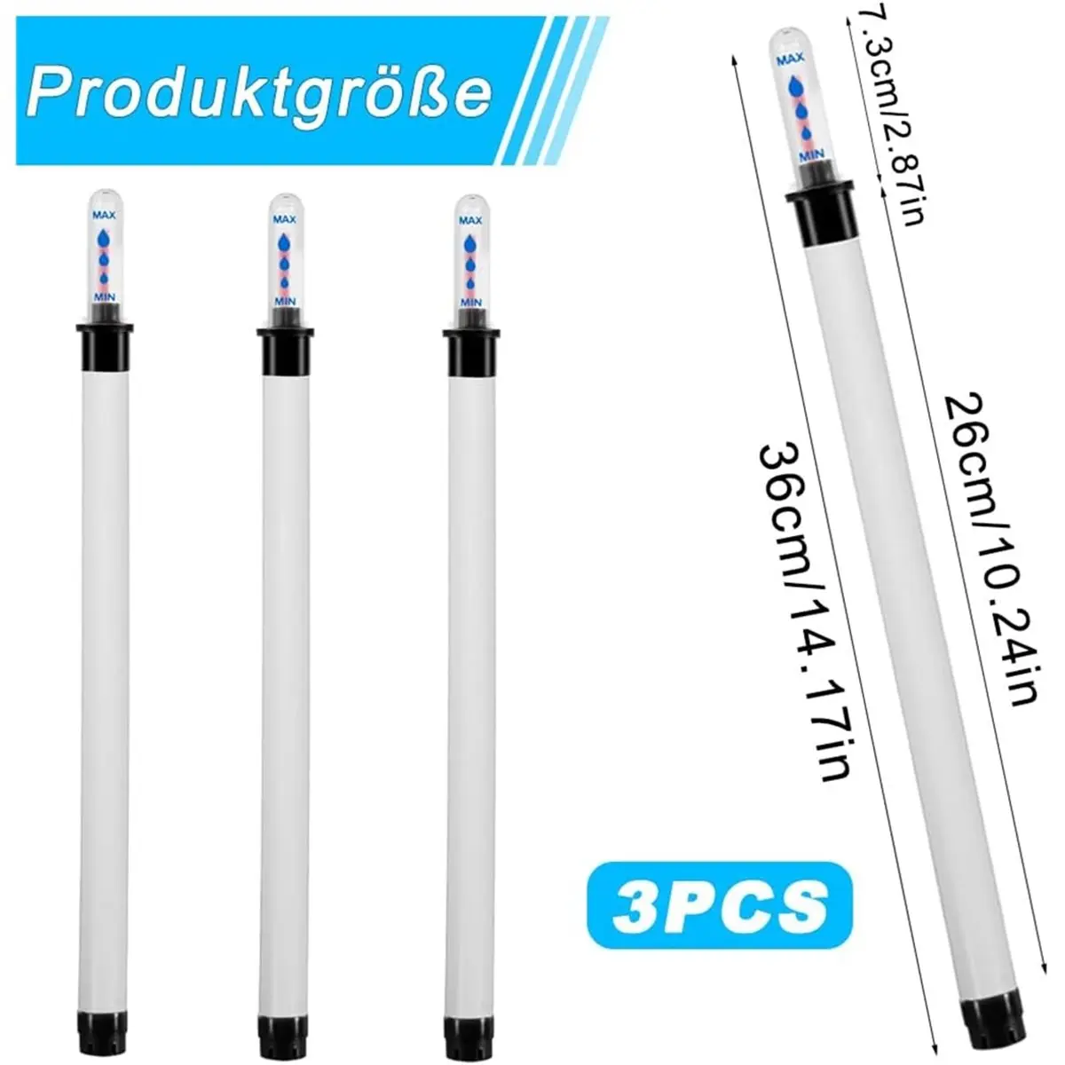 Pack of 3 Water Level Indicators for Plants, Large Hydroponics Water Level Indicator, Watering Indicator, Indoor Plants