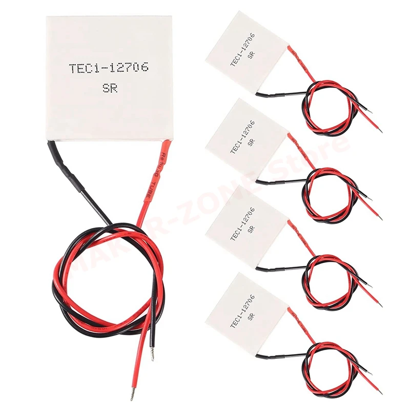 5Pcs TEC1-12706 Semiconductor Refrigeration Tablets 12V 6A Heatsink Thermoelectric Cooler Cooling Peltier Plate Module 40x40MM