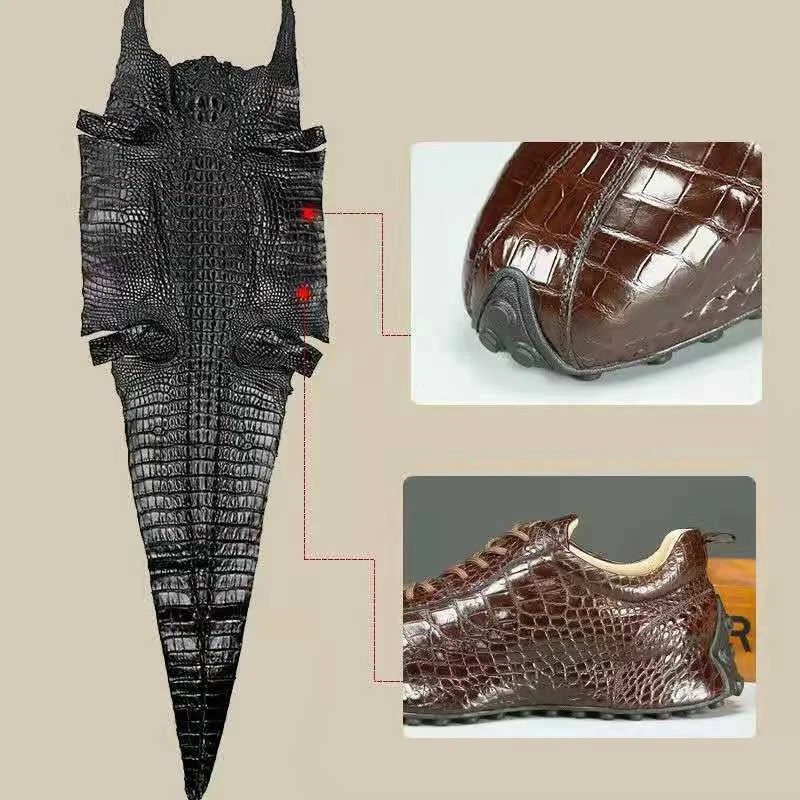 BATMO 2024 new arrival Fashion Crocodile Belly Skin causal shoes men,male Genuine leather Sneakers 018