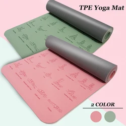 TPE Yoga Mat Non Slip With Patter 183*57cm 6mm Eco-friendly Hight-densit Gymnastics Mat Suitable for Mats Yoga And Pilates Sport