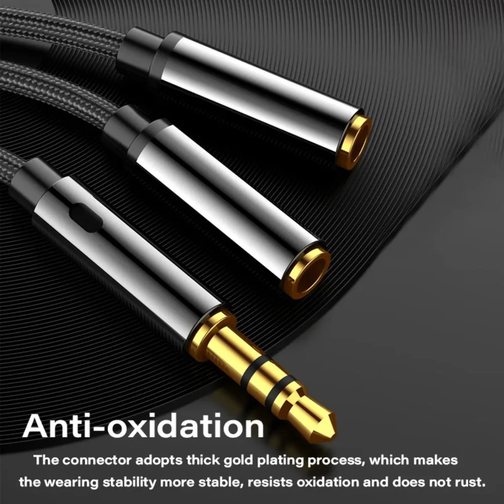 Music‑Sharing 3.5mm Audio Splitter Cable 1 Male to 2 Female AUX Adapter Dual Headphone Connection for Phone Laptop MP3 Tablet