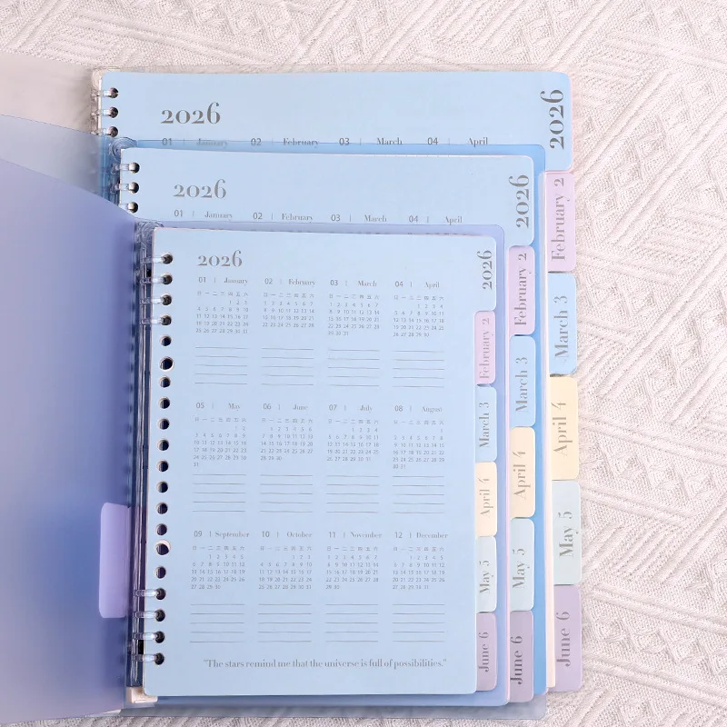 

A4/B5/A5 Macaron Color Binder Index Dividers 2026 Calendar Plan Loose-Leaf Separated Index Notes Classified Files Bookmarks